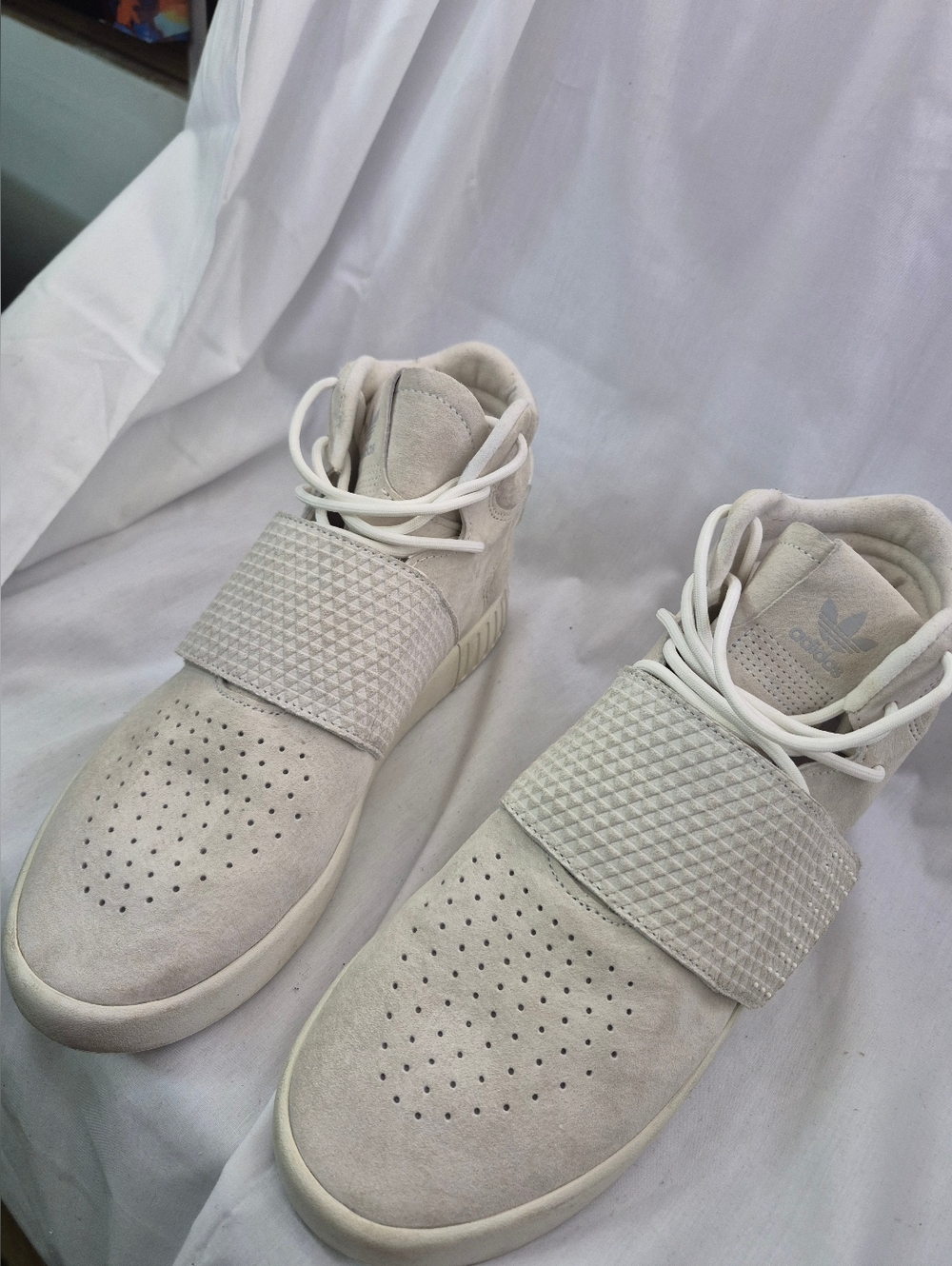 adidas Off-White Suede High-Top‎ Sneakers with Midfoot Strap 8
